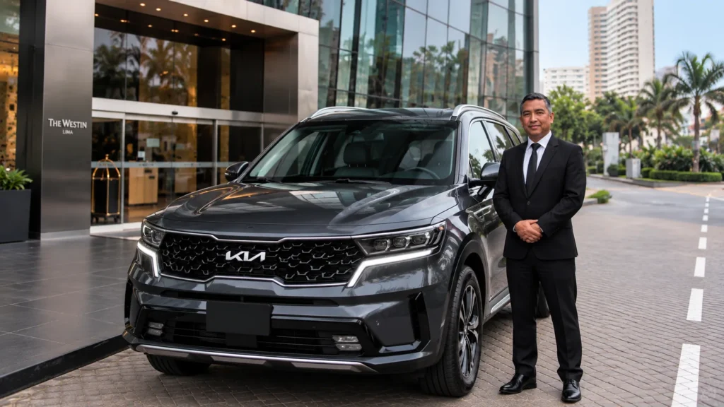 Executive Kia Sorento SUV with professional chauffeur in Lima
